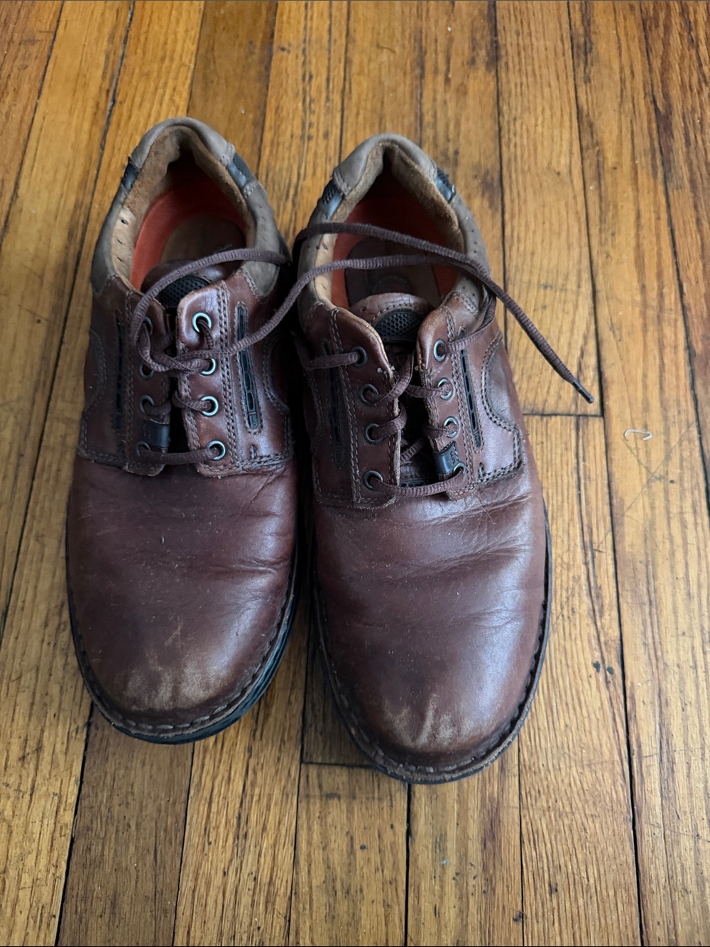 Clarks structured Brown Leather Lace-Up Oxford Shoes